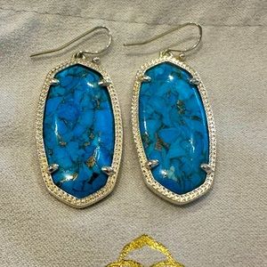 Kendra Scott Dani Earrings Bronze Veined Turq in Gold